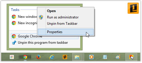 Open Properties chrome.exe
