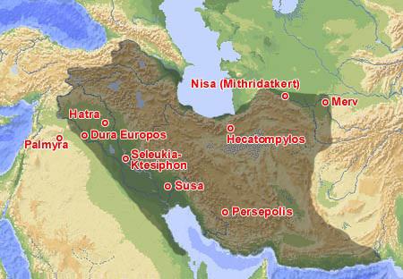 نقشه امپراتوری اشکانیان در ایران