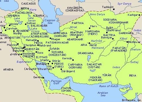 نقشه امپراتوری ساسانیان در ایران