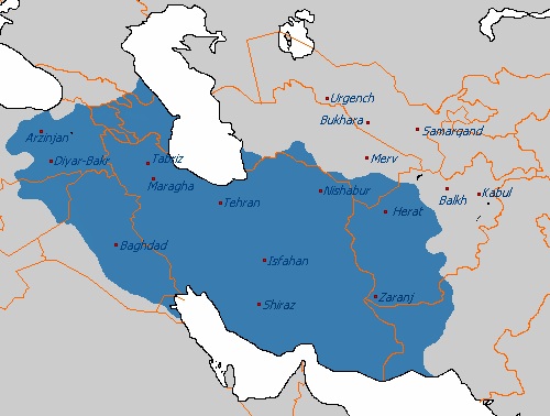 نقشه امپراتوری صفویان در ایران