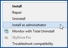 install as administrator