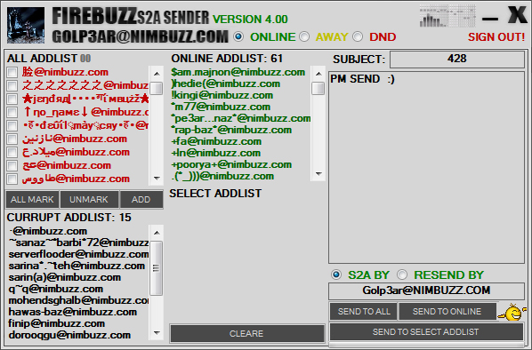 محیط FireBuzz S2A Sender V4.00 New 2014 