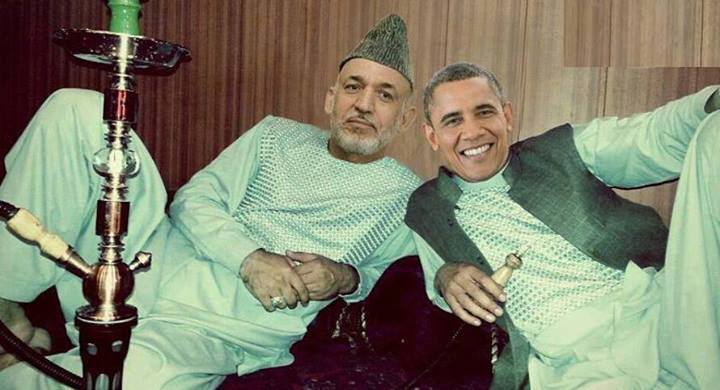 عکس خنده دار اوباما و کرزی