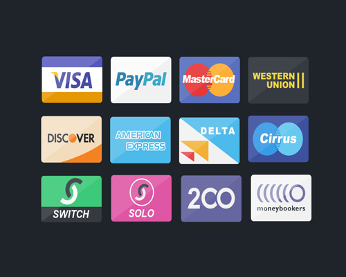 لایه باز آیکون های خدمات کارت اعتباری برای پرداخت های آنلاین