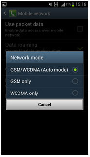 گزینه ی GSM/WCDMA Auto mode