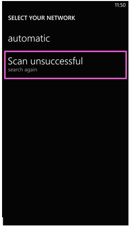 گزینه ی scan unsuccessful