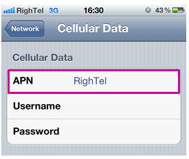 قسمت APN عبارت RighTel 