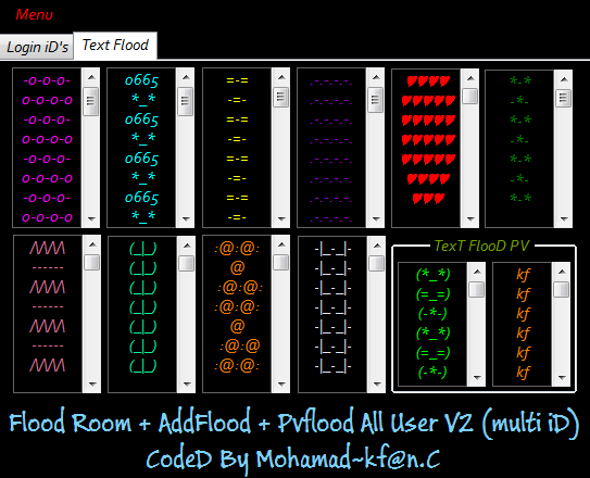 Flooder Room + PvFlood + Addflood All User Room v2 Coded By Mohamad~kf@n.c [ Free ] F2