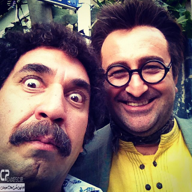مهران احمدی و سیامک انصاری در پشت صحنه سریال ابله
