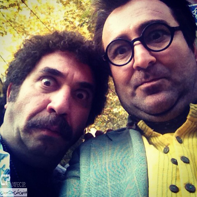 مهران احمدی و سیامک انصاری در پشت صحنه سریال ابله
