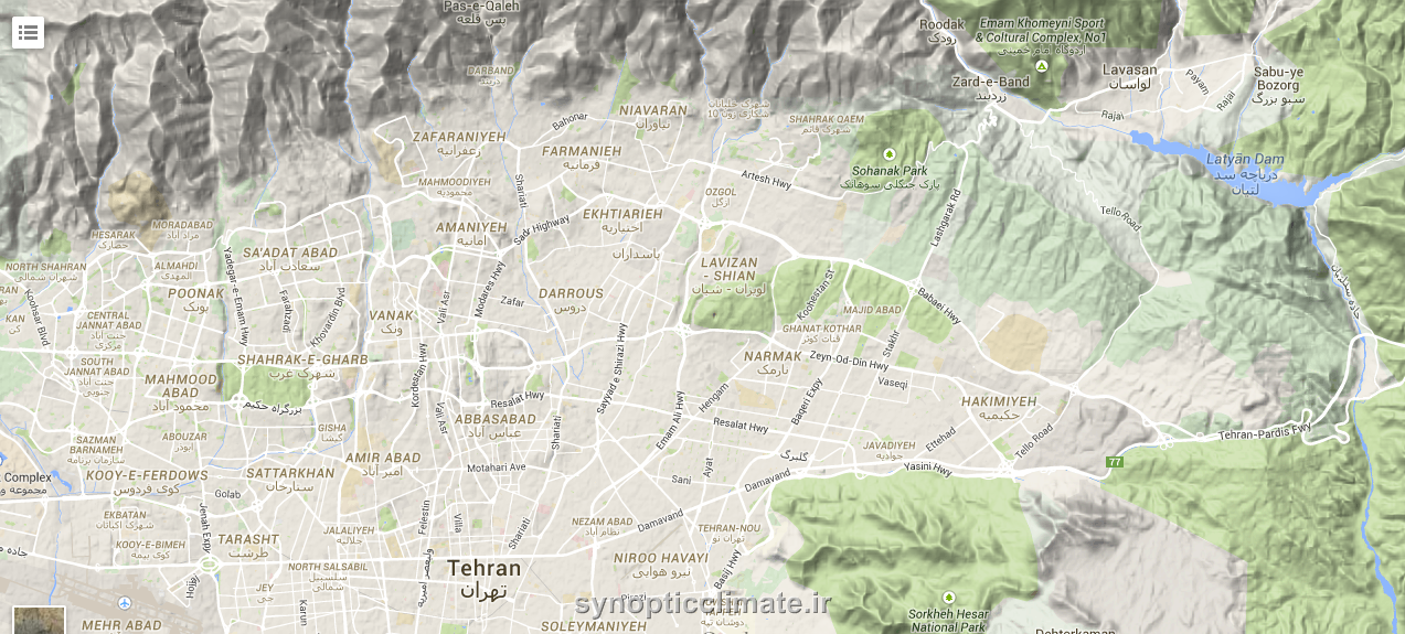 نقشه توپوگرافی تهران