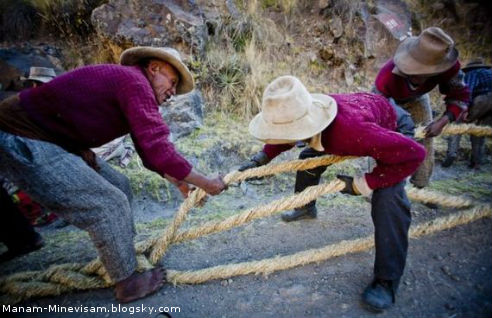 ساخت پل با دست در پرو