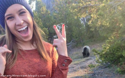 سلفی گرفتن با خرس در آمریکا