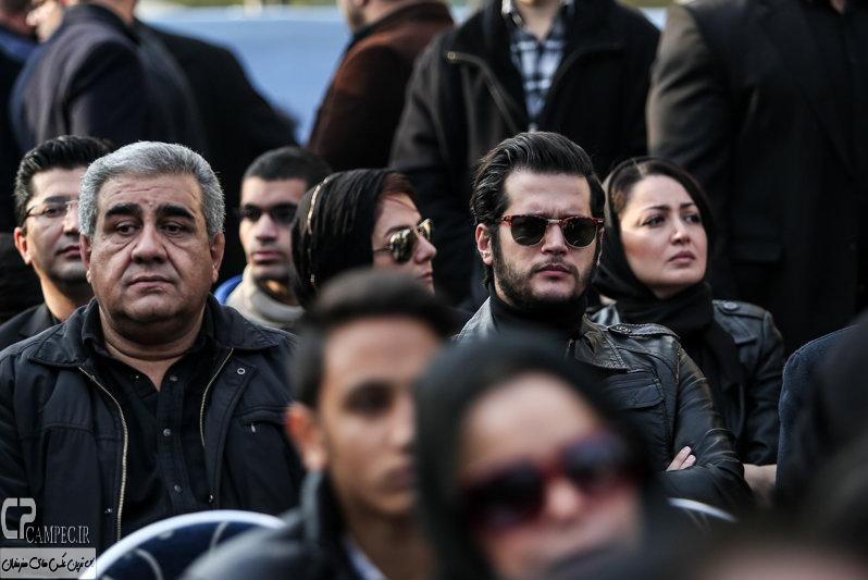 سیاوش خیرابی و مجید شهریاری در مراسم تشییع پیکر مرتضی پاشایی