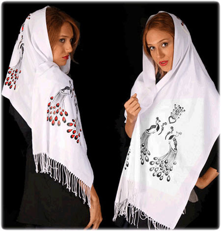 شال زنانه طرح طاووس شال زنانه طرح طاووس