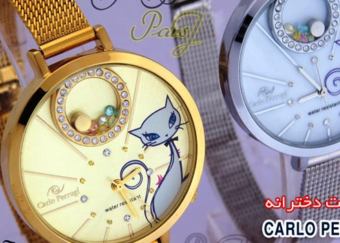 خرید انلاین ساعت مچی طرح گربه رنگ نقره ای و طلایی