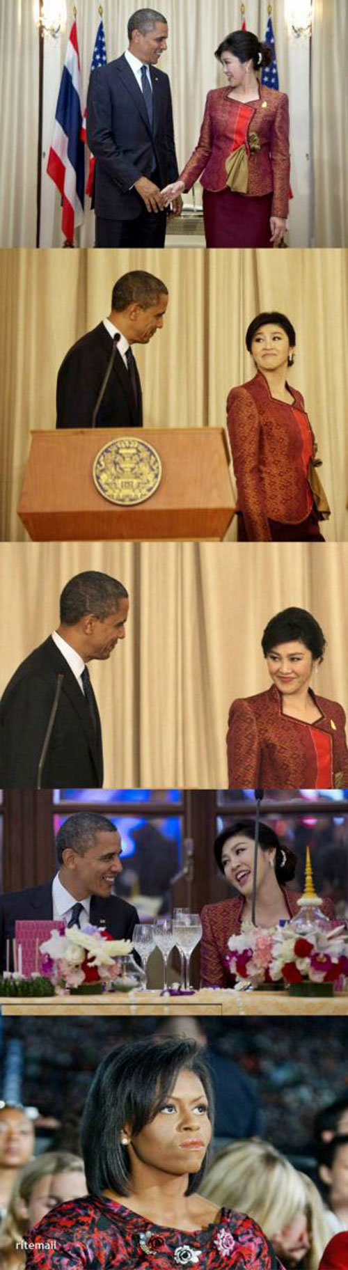 عکس باحال اوباما و عصبانیت خانم اش