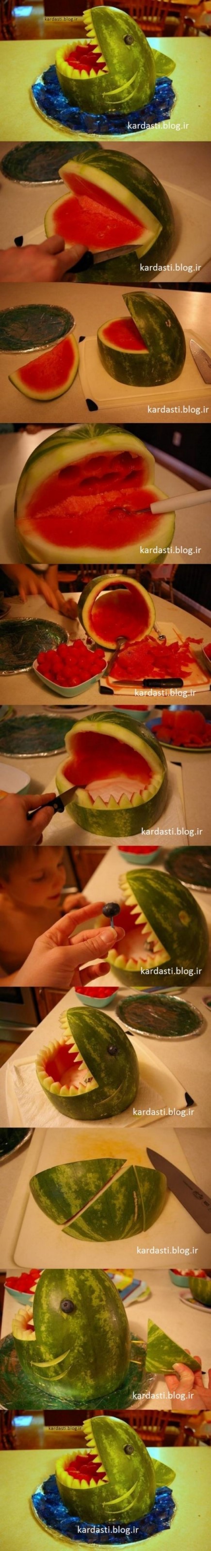 تزیین هندوانه به شکل کوسه