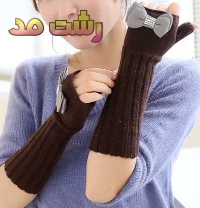 مدل دستکش مشکی قهو های زنانه دخترانه کره ای