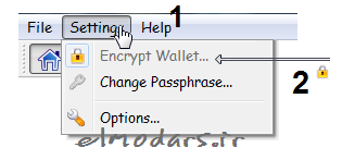قفل کردن کیف پول داگ کوین کر (ایجاد رمز عبور) -Encrypt Wallet Dogecoin core - در سایت Elmodars.ir