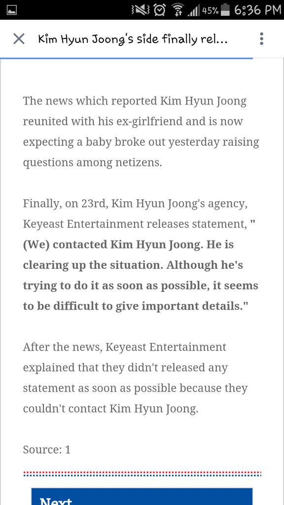 News - Kim Hyun Joong Denies Rumors He is Getting Back Together with Ex-Girl.friend and Her Pregnancy and marriage