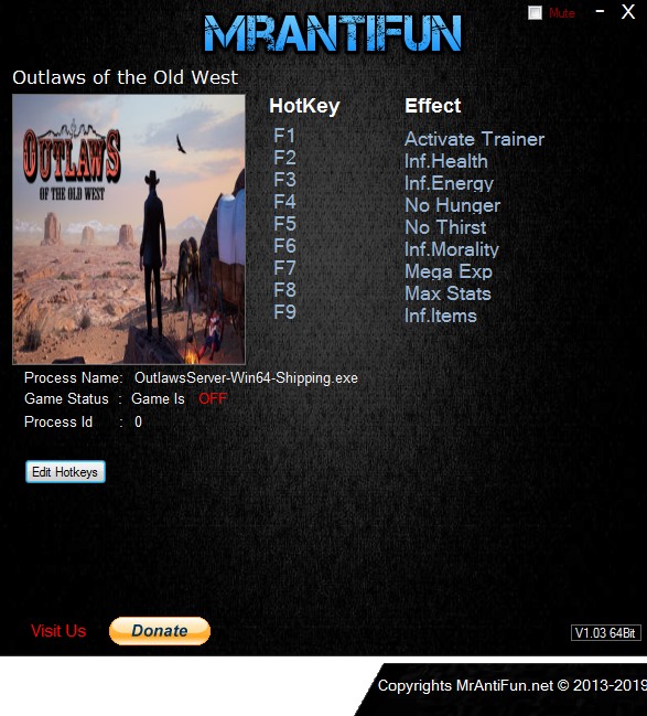 Outlaws of the Old West Trainer +8 v1.2.2 MrAntiFun